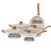 Jogo de panelas de cozinha Mimo Style Cook Style Marmol com 5 peças mármol branco Personalizada com nome marca logotipo