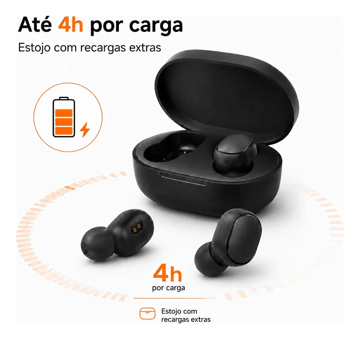 Fone De Ouvido Blueetoth Xiaomi Redmi Airdots Preto - Imagem 3