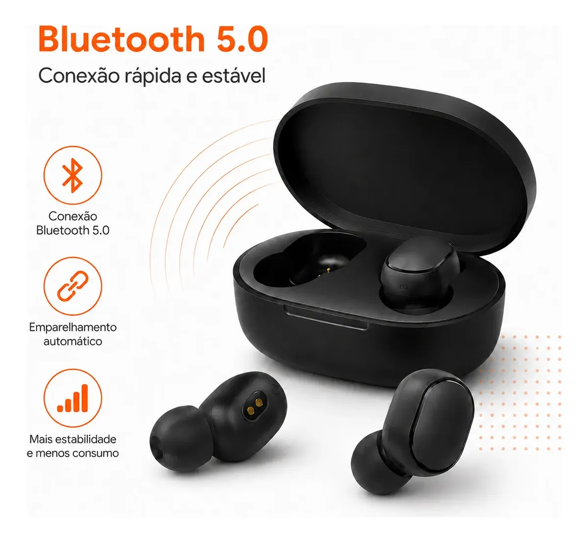 Fone De Ouvido Blueetoth Xiaomi Redmi Airdots Preto - Imagem 4