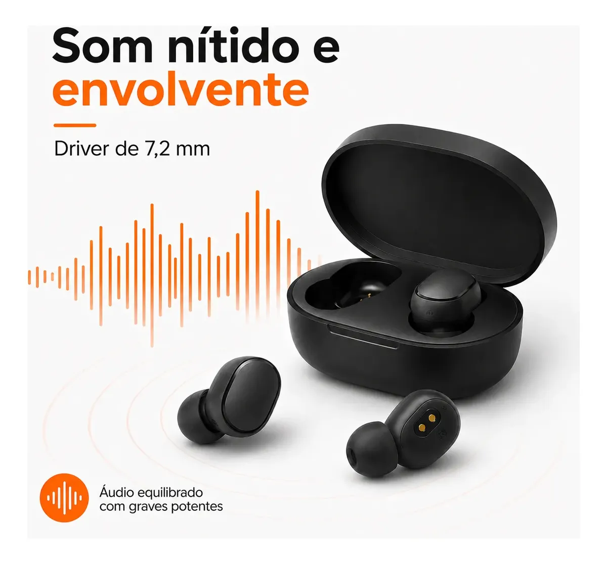 Fone De Ouvido Blueetoth Xiaomi Redmi Airdots Preto - Imagem 2