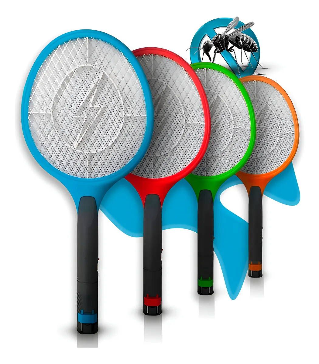 Kit 3 Raquete Elétrica Mata Mosquito Mosca Pernilongo Dengue Insetos Bateria Recarregavel Bivolt