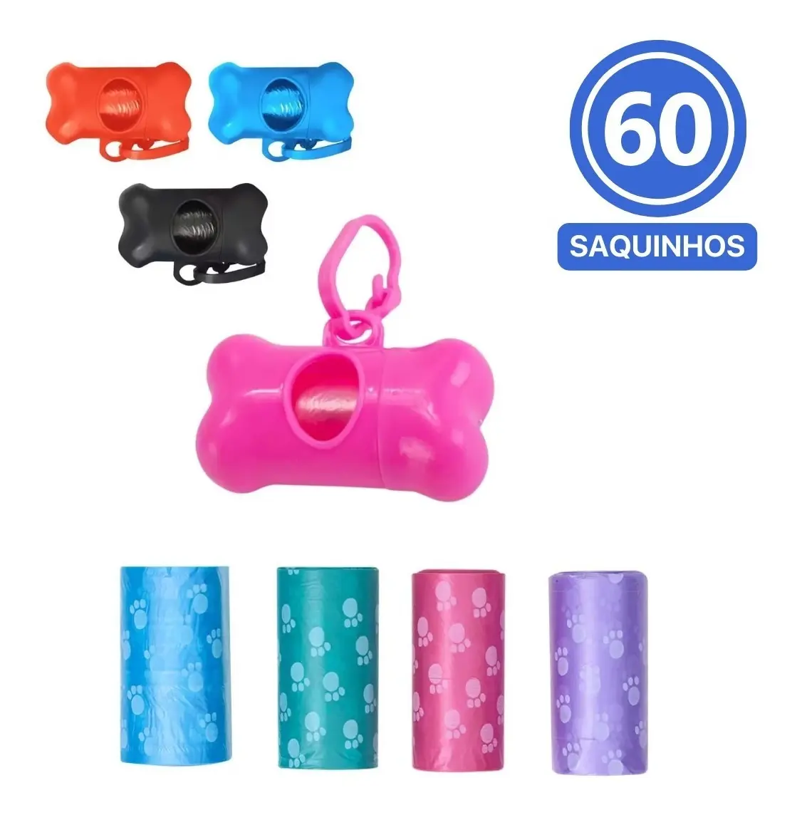 Kit Suporte Cata Caca Pet Com Refil 60 Saquinhos Coco Cães - Imagem 5