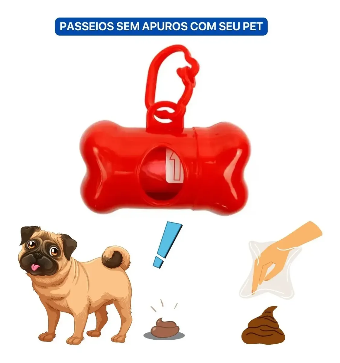 Kit Suporte Cata Caca Pet Com Refil 60 Saquinhos Coco Cães - Imagem 2