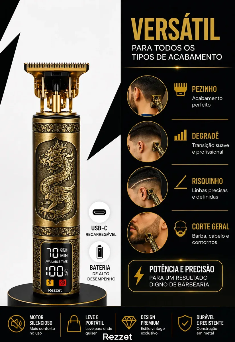 Máquina De Cortar Cabelo E Aparador De Barba Cortador Dragão - Imagem 3