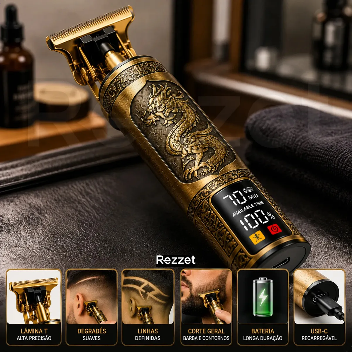 Máquina De Cortar Cabelo E Aparador De Barba Cortador Dragão